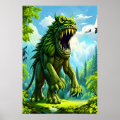 Große grüne Fantasiewesen | AI Art Poster (Vorne)