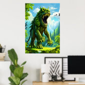 Große grüne Fantasiewesen | AI Art Poster (Heimbüro)