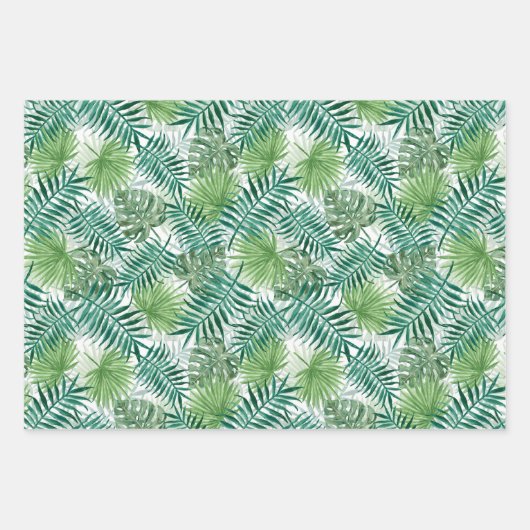 Große grüne Fernpalme und tropische Monstera-Pflan Geschenkpapier Set (Vorderseite 2)