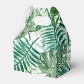 Große grüne Fernpalme und tropische Monstera-Pflan Geschenkschachtel (Rückseite)