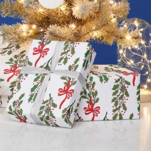 Große Grüne Heilige Garland mit Red Bows Weihnacht Geschenkpapier