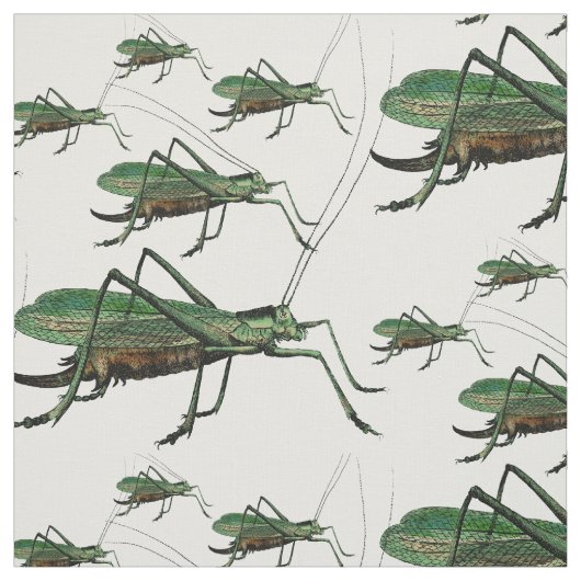 Große grüne Heuschrecken-Vintager Stich Stoff (Muster)