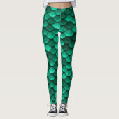 Große grüne Meerjungenskala Leggings (Vorderseite)