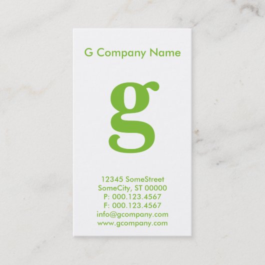 große grüne Monografie Visitenkarte (Vorderseite)