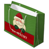 Große grüne Streifen mit rotem Weihnachtsmann Geschenktüte (Vorderseite Schrägansicht)