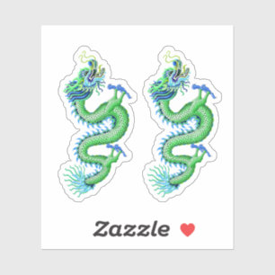 Große grüne und blaue Drachen Aufkleber
