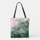 Große grüne und goldene Rosen Tasche (Rückseite)