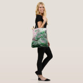 Große grüne und goldene Rosen Tasche (Am Model)