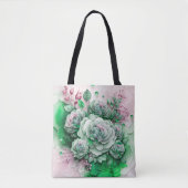 Große grüne und goldene Rosen Tasche (Vorderseite)