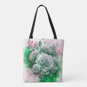 Große grüne und goldene Rosen Tasche (Rückseite)