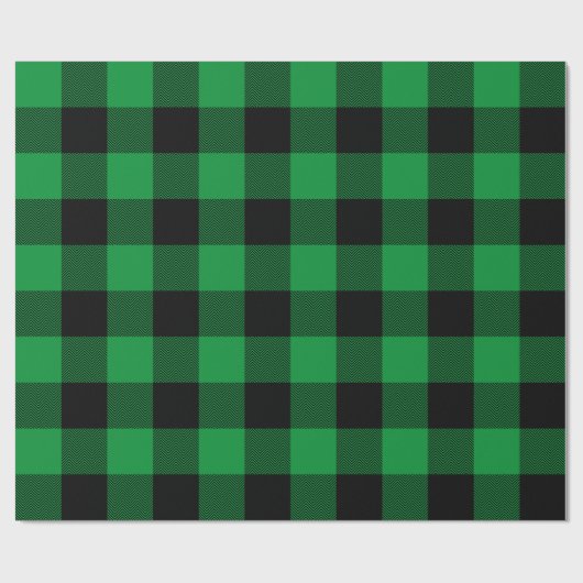 Große grüne und Zickzack Buffalo Kariert Geschenkpapier (Flach)