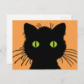 Große, grünlich Mit Augen Schwarzkatze mit schütte Postkarte (Vorne/Hinten)