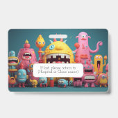 Große Gruppe farbenfroher Monster Ausweis (Rückseite)