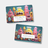 Große Gruppe farbenfroher Monster Ausweis (Vorder- & Rückseite)