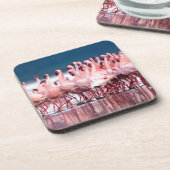 Große Gruppe kleiner Flamingos Getränkeuntersetzer (Linke Seite)
