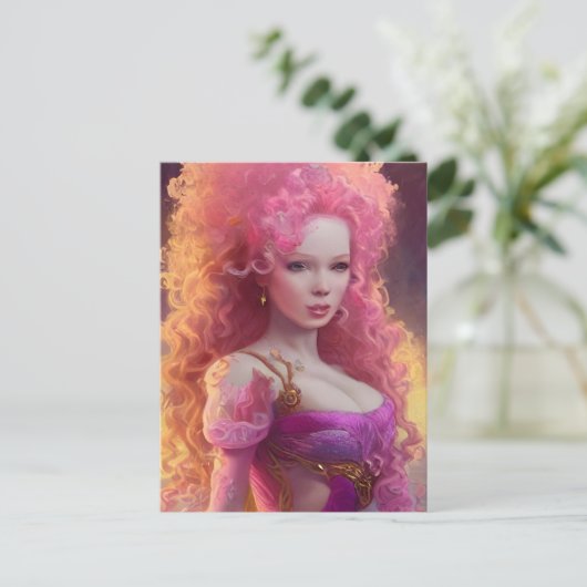 Große Haare Frau Postkarte (Stehend Vorderseite)