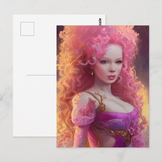 Große Haare Frau Postkarte (Vorne/Hinten)