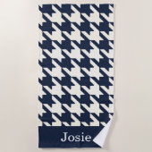 Große Hahnentrittmuster Pattern Navy Blue Strandtuch (Vorderseite)