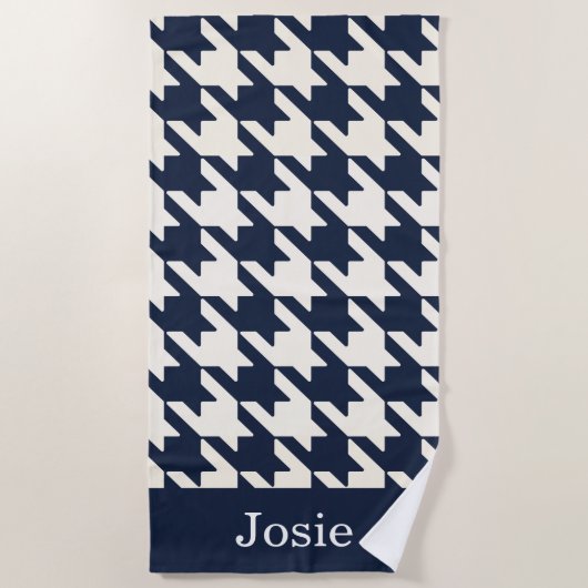 Große Hahnentrittmuster Pattern Navy Blue Strandtuch (Vorderseite)