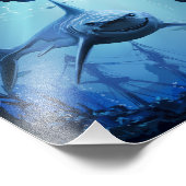 Große Haifische schwimmen in Unterwasserriffen Fotodruck (Ecke)