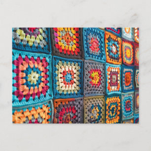 Große Häkeldecke aus einzelnen Granny Squares Postkarte