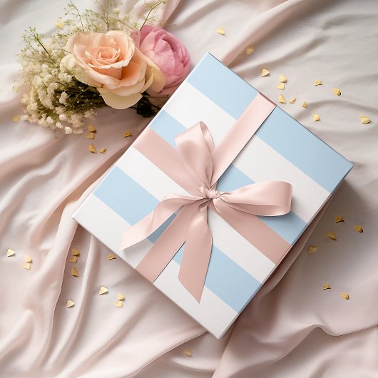 Große hellblaue und weiße horizontale Streifen Geschenkpapier