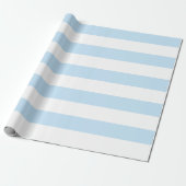 Große hellblaue und weiße horizontale Streifen Geschenkpapier (Ungerollt)