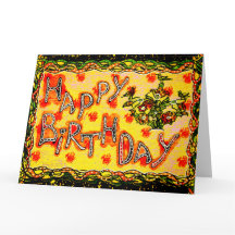 Große, helle russische Volkskunst Happy Birthday C