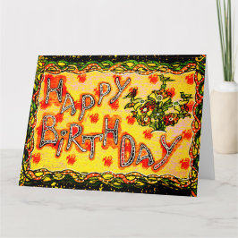 Große, helle russische Volkskunst Happy Birthday C Karte