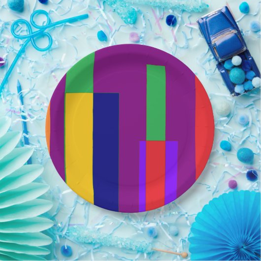 Große, helle Streifen im lila Hintergrund Pappteller (Party)