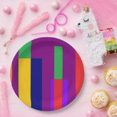 Große, helle Streifen im lila Hintergrund Pappteller (Party)