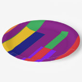 Große, helle Streifen im lila Hintergrund Pappteller (Schrägansicht)