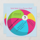 Große, helle Wasserball-Geburtstags-Einladung Einladung (Vorne/Hinten)