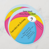 Große, helle Wasserball-Geburtstags-Einladung Einladung (Vorne/Hinten)