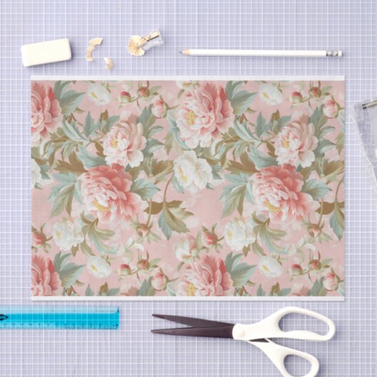 Große, hellrosa Zinnspitzen im Hintergrund Seidenpapier (Handwerk)