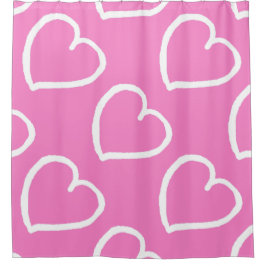 Große Herzen Muster weiß auf rosa Duschvorhang