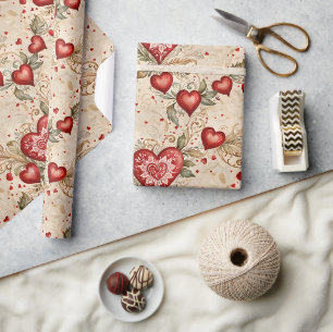 Große Herzen und kleine Volkskunst Geschenkpapier