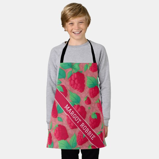 Große Himbeergeometrie, farbiges Muster Schürze (Getragen)