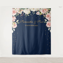 Große Hochzeit der Marine und der Rosa Blütenhochz Wandteppich