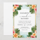 Grosse Hochzeit der tropischen Flora Einladung (Vorne/Hinten)