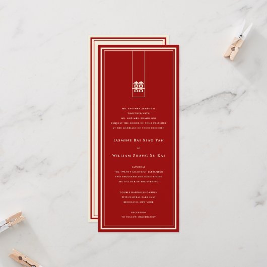 Große Hochzeit in Rectangle Einladung (Vorderseite/Rückseite Beispiel)