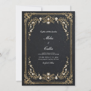 Große Hochzeit in Schwarz und Gold Einladung