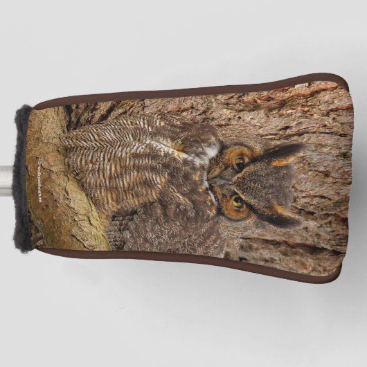 Große Horned Owl im Douglas Fir Golf Headcover (Vorderseite)