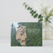 Große Horned Owl Kindness Postkarte (Stehend Vorderseite)