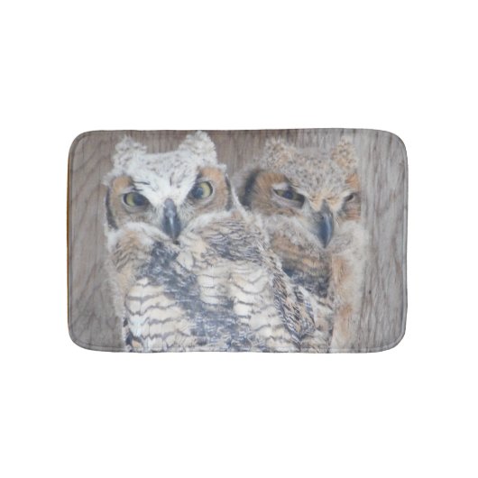 Große Horned Owlettes Floor Mat, Rug Wohngestaltun Badematte (Vorderseite)