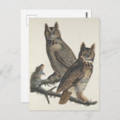 Große Horned Owls Spooky Vintage Illustration Postkarte (Vorne/Hinten)