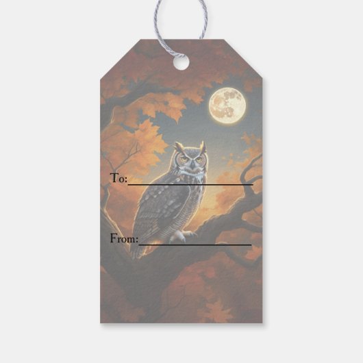 Große Hornschale im Herbst Geschenkanhänger (Rückseite)