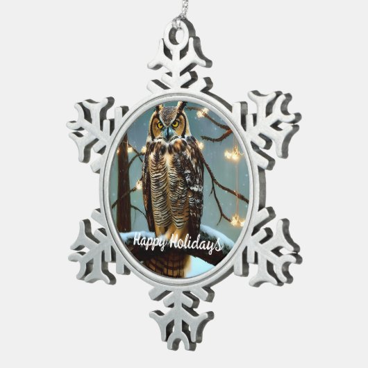 Große Hornschale im Winter Schneeflocken Zinn-Ornament (Rechts)