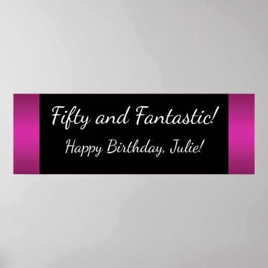 Große Hot Pink Birthday Party Banner Poster (Vorne)