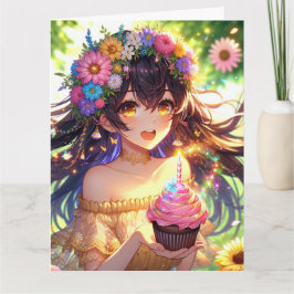 Große Hübsche Anime Girl Personalisiert Geburtstag Karte